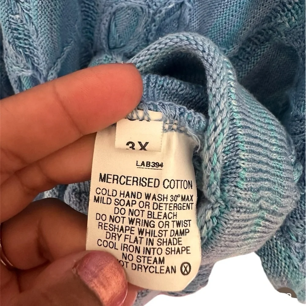 Vintage Blue Textured Crewneck Sweater -